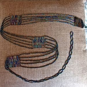 EUC Handmade Oil Slick Iridescent Beaded Belt